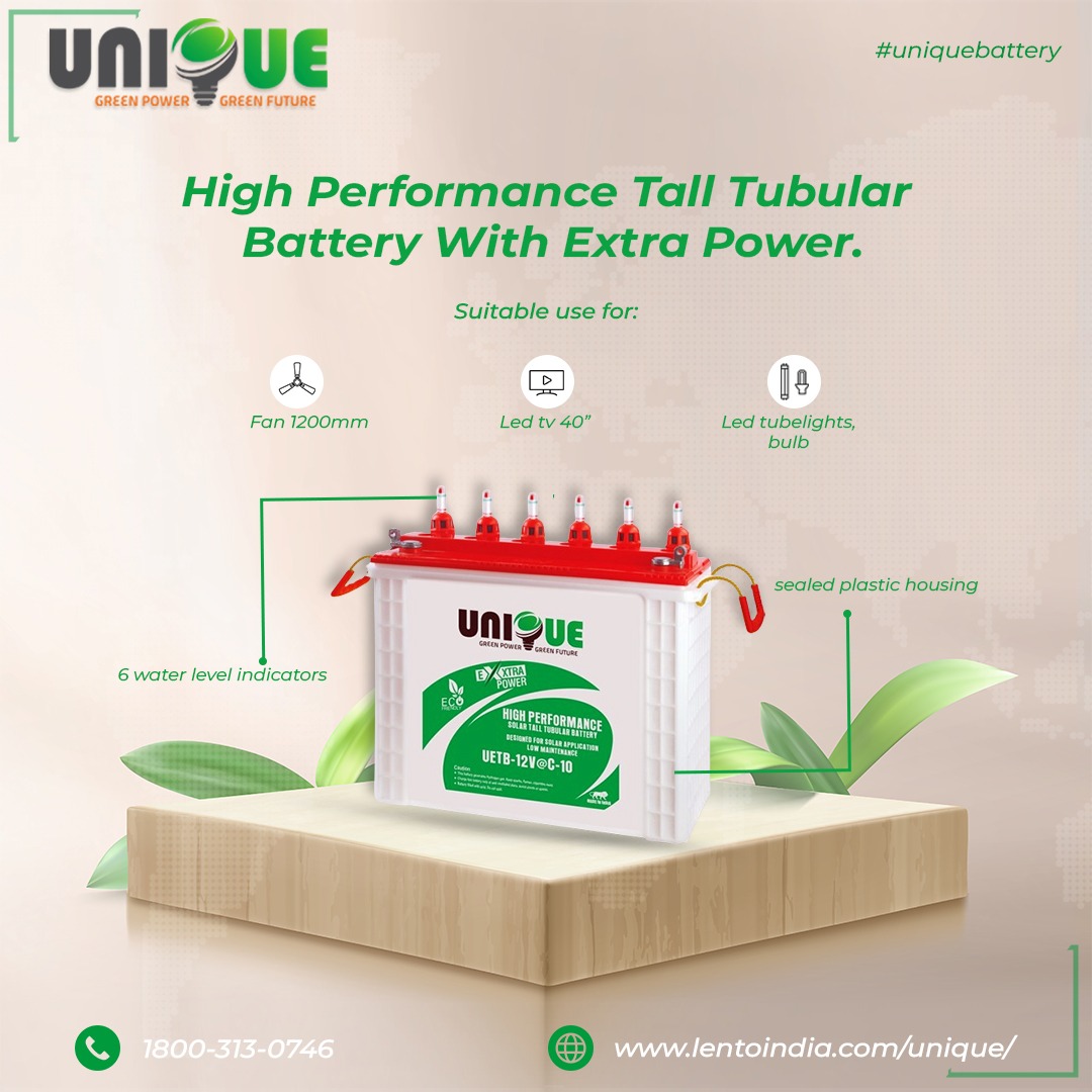 BatteryUnique's tweet photo. Unleash uninterrupted power with our high-performance Unique tubular batteries.
.
.
.
Call: 1800-313-0746
Visit on - https://t.co/TY3ssrJuTn
Email On - info@lentoindia.com
.
.
.
#batterysaver #talltubularbattery #dailypost #UniqueBattery #solarpanels #SolarPanelsForHome https://t.co/GH6frnPC7F