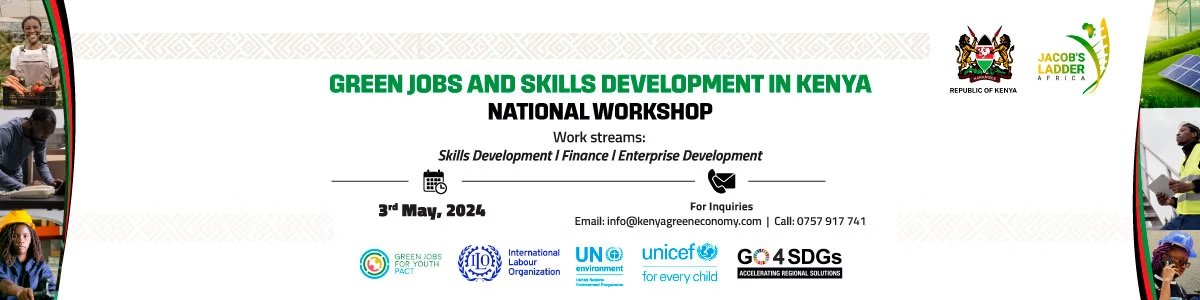 Green Jobs and Skills Development in Kenya by @JacobsLadder_A and other development partners. Green Jobs And Skills Development National Workshop Registration @JacobsLadder_A @Sellahb @Bilha_Ndirangu @LouiV @Mandakhabetsa @iamarete @ilo @UnKenya @UN @UNICEFKenya @UNICEFAfrica