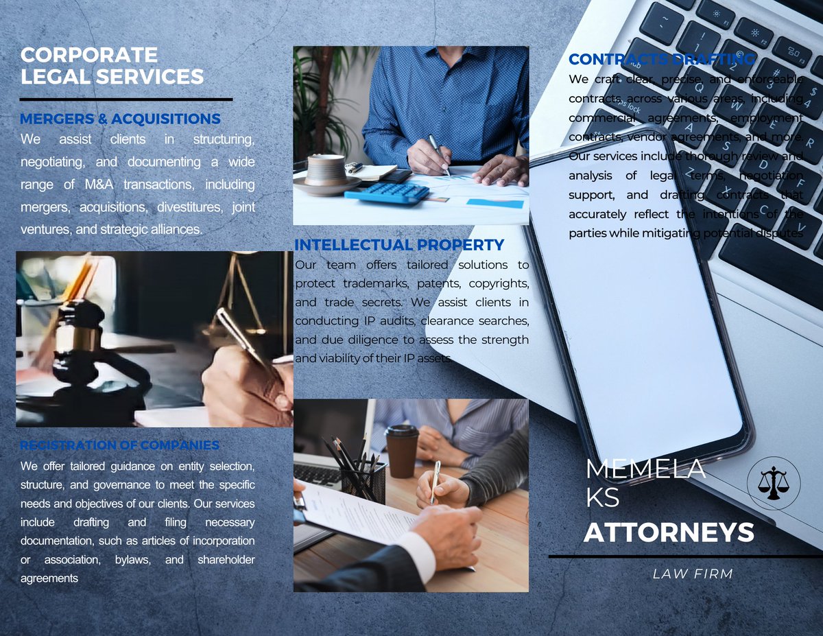 MetjahTebogo's tweet photo. #AD
Elevate your corporate game with MKS Attorneys! 🏢💼 . 

From mergers and acquisitions to regulatory compliance and contract negotiations, we're here to guide you every step of the way. 

Contact us now !
Office phone : 011 086 1132 
Email : legal@mksinc.co.za 
#MksAttorneys https://t.co/3Un1wUDapi