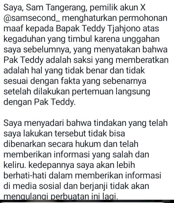 Assalamualikum. Hari ini saya bertemu langsung dengan pak @teddy_tjahjono dan saya sudah meminta maaf secara langsung. Semoga ini menjadi pembelajaran untuk saya pribadi dan teman2 lainnya.