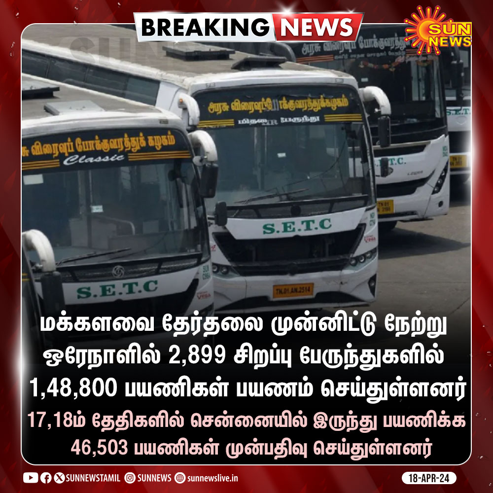 #BREAKING | வாக்களிக்க சொந்த ஊர்களுக்கு படையெடுக்கும் மக்கள்!

#SunNews | #VoteRight | #ElectionsWithSunNews