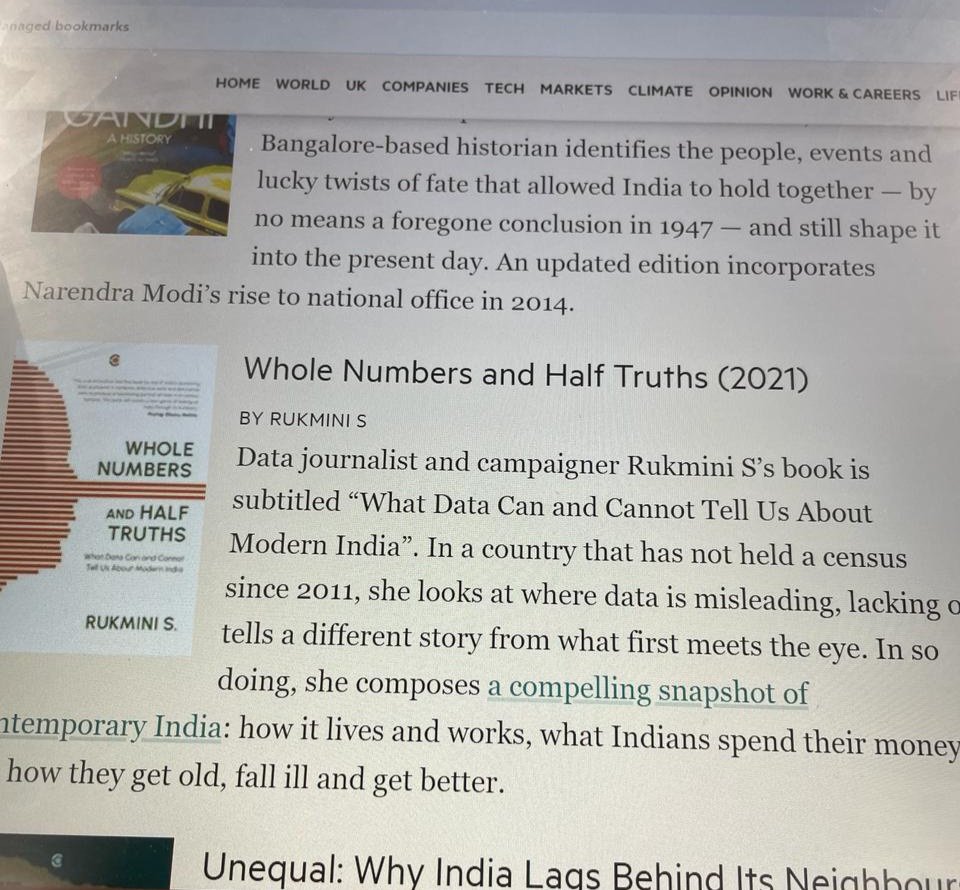 Congratulations my dear @Rukmini on your book being featured by Financial Times on '5 books you should read to understand India of today'