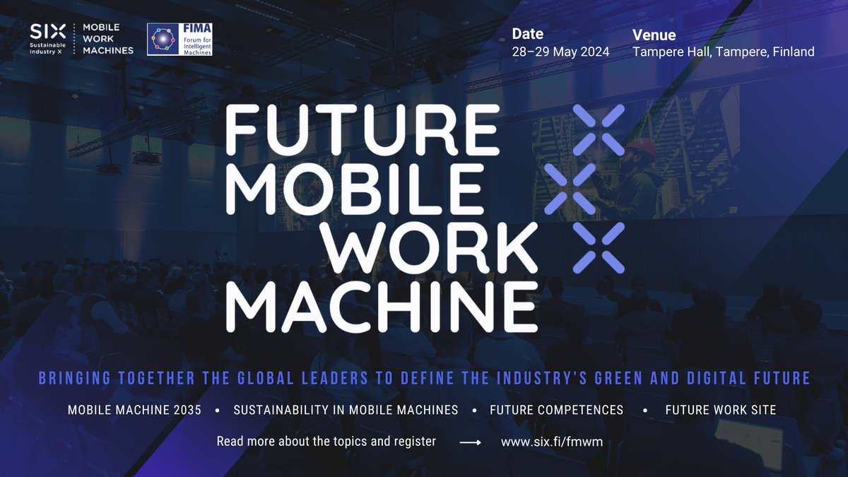 sixfinland's tweet photo. Make sure to save your spot at the Future Mobile Work Machine event next month!

FMWM is an insightful forerunner event focusing on the future of the non-road mobile machine industry, and an excellent opportunity to meet world leaders in their field.

https://t.co/Pt76uuCKuU https://t.co/avkemfQqAS