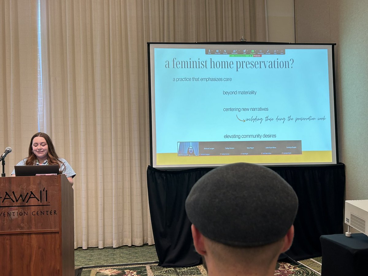 The real reason I was excited to come to #AAG2024: exploring the possibilities of a feminist perspective on historic home preservation. Grateful to have a space to discuss ideas that feel big, maybe intimidating, and full of possibilities.