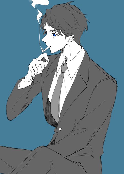 「くわえタバコ スーツ」のTwitter画像/イラスト(新着)