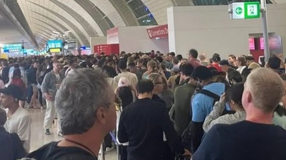 Heavy rain has continued to batter Gulf states, causing deadly flash floods and disrupting flights at the world's second-busiest airport.
Dubai International Airport warned of "very challenging conditions" and advised some passengers not to turn up due to areas being inundated by