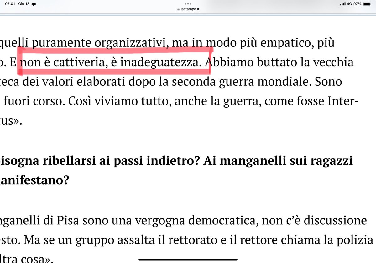 “Non è cattiveria, è inadeguatezza”. Questa piccola frase di Enrico Mentana nella bella intervista di Annalisa Cuzzocrea sulla Stampa intercetta bene la cifra del tempo, di questi tempi che più che sciagurati appaiono deteriorati da una drammatica e generale crisi di adeguatezza.