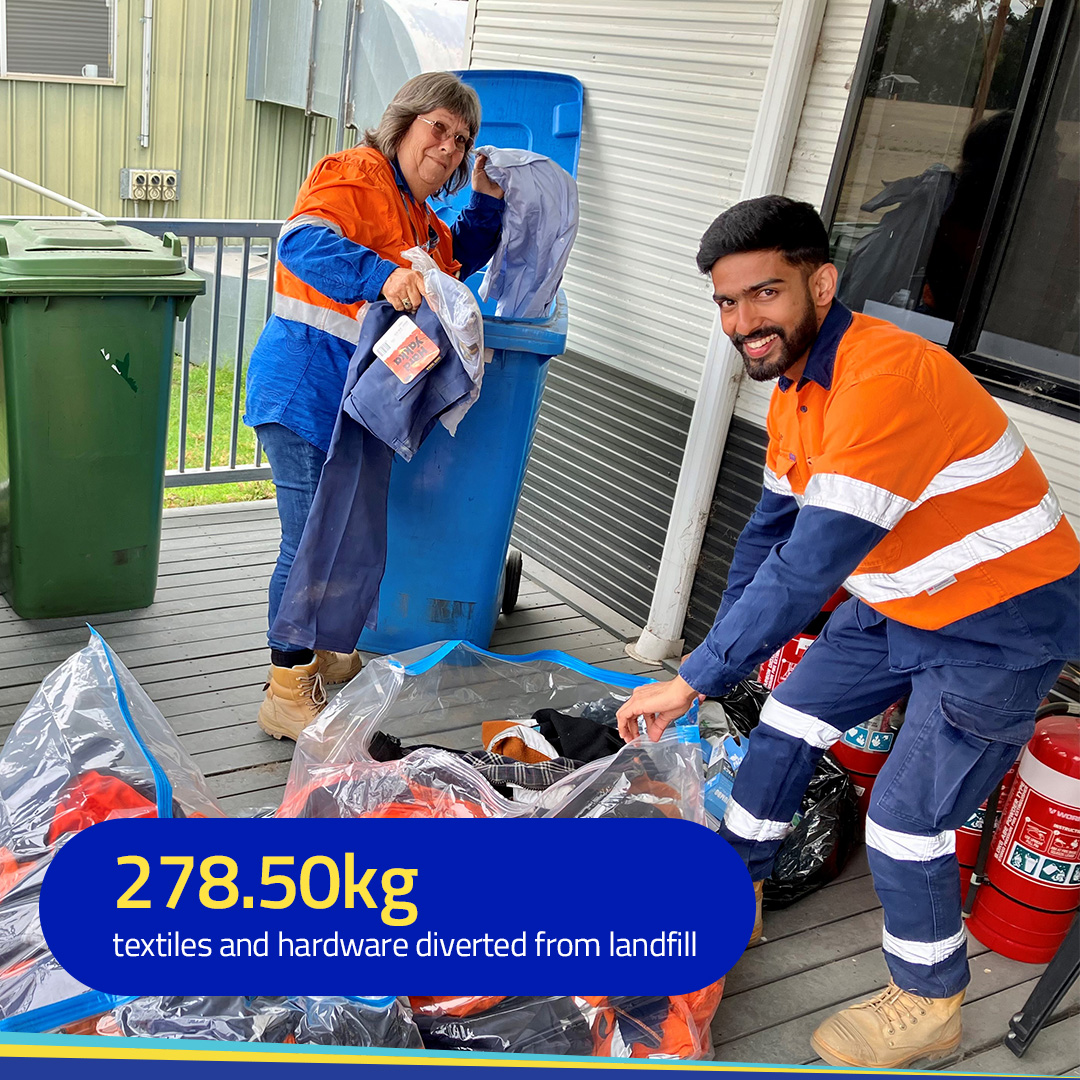 In collaboration with Melbourne-based textile waste company Upparel, our Liddell Transition Team has prevented an impressive 975 kilograms of greenhouse gas emissions by recycling nearly 300 kilograms of Liddell's old PPE! #LiddellPowerStation #Recycling