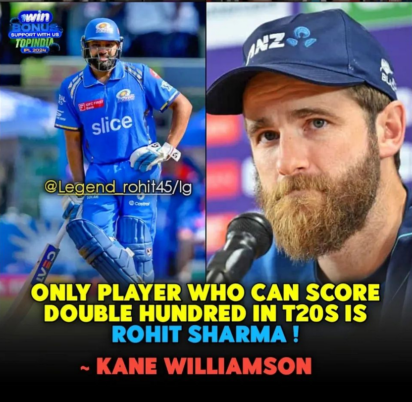 Kane Williamson said, ' Only player who can score 200 in T20s in Rohit Sharma. ' [ Source : PMI ] You can't match the standards of Rohit!🔥