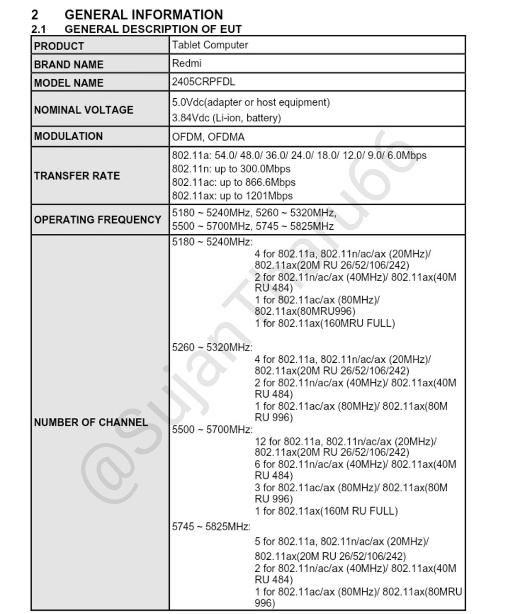 SujanTharu66's tweet photo. Redmi tablet Spotted on FCC Certification website with the model no 2405CRPFDLE
⭕HyperOS 1.0
#xiaomi #redmi #redmitablet @XiaomiNepal https://t.co/LrJH0C0r4q