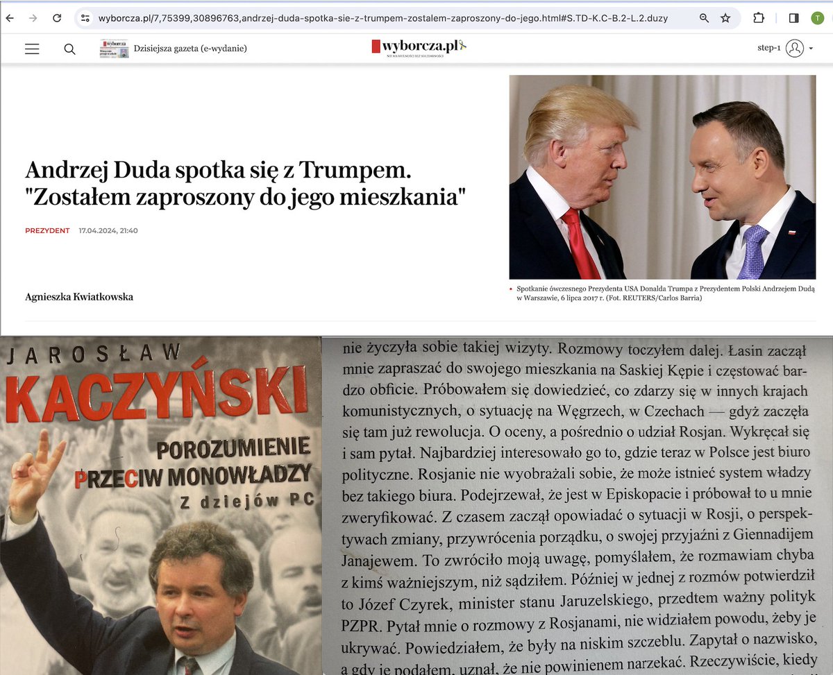 Najwyraźniej @AndrzejDuda chce być jak Kaczyński. Chce się spotykać z rosyjskim agentem w lokalu agenta.