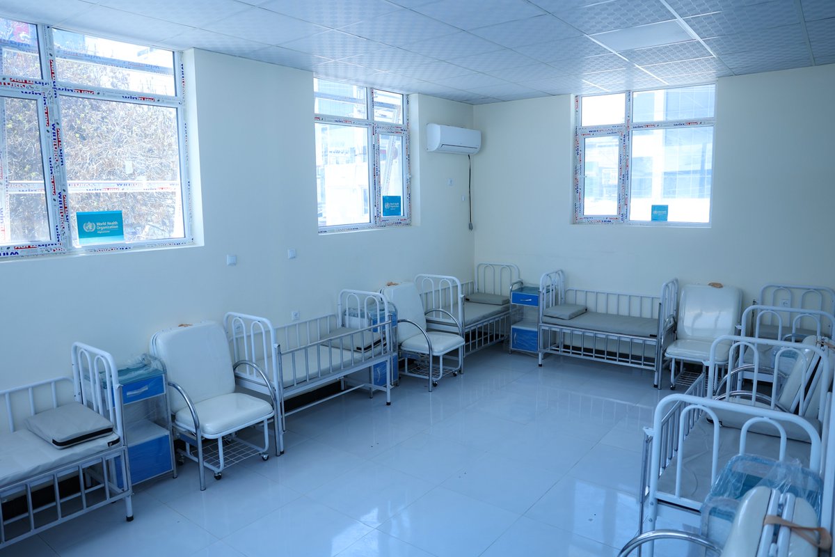 The construction of the new IPD-SAM ward at the Khair Khana 102-bed hospital, with the support of @WHO, has been completed. This ward features complete facilities and essential supplies such as medicines, renewable kits, milk preparation and equipment kits.