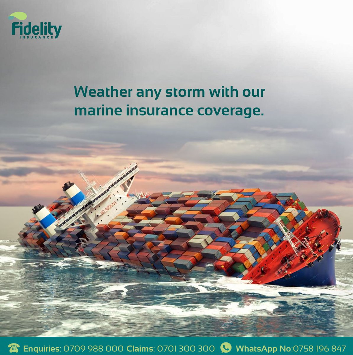 Protect your business at sea with our marine insurance.  Call us today on 0709988000 and learn more about our tailored coverage options today.  
#fidelityinsurance #insuraceyoucantrust #insurance  #MarineInsurance