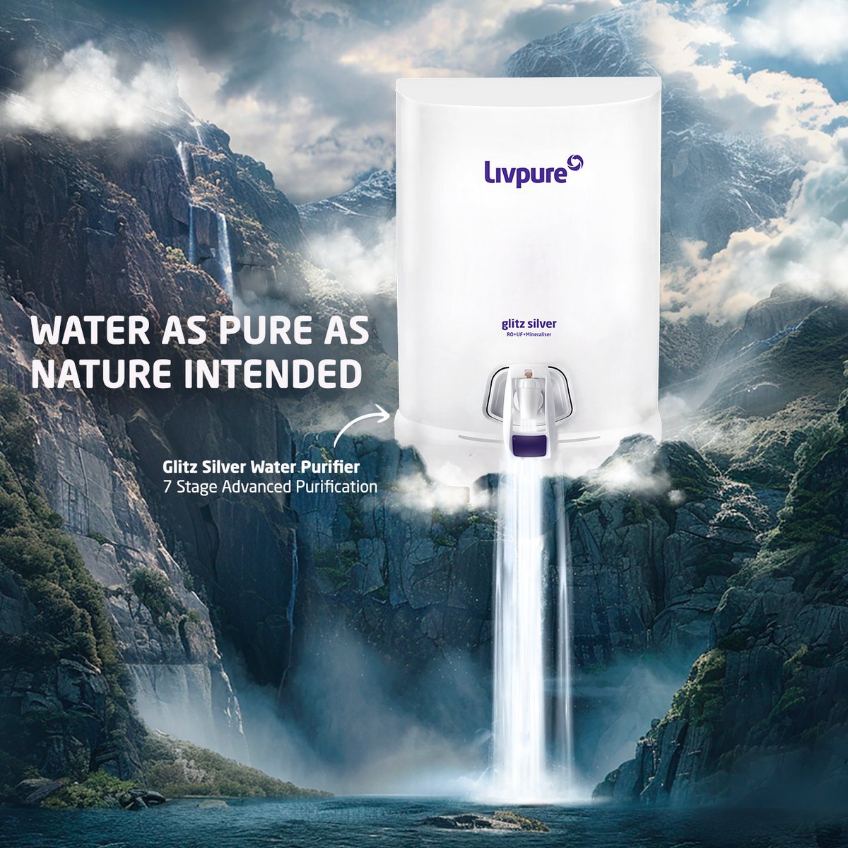 The best of nature combined with our innovative touch, the Glitz Silver RO has a built in Mineralizer, RO+UF Technology & an LED display. Say yes to wellness today. #Livpure #LivpureWater #WaterPurifier #LivpureLife