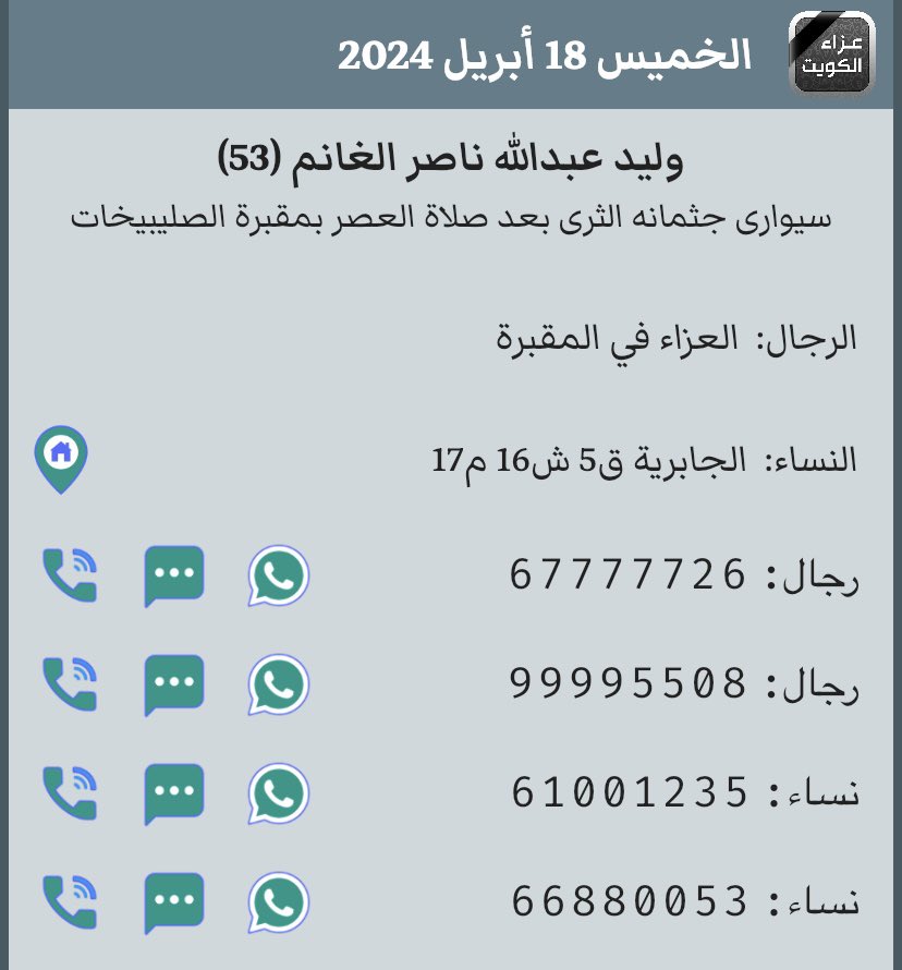 faisalalmuslem's tweet photo. ﴿إِنَّا لِلَّهِ وَإِنَّا إِلَيْهِ رَاجِعُونَ﴾

بعض الناس يختصه الله سبحانه وتعالى بفضله ورحمته، ففي وجوده خير للناس عظيم وفي رحيله عبرة وآية لأولي الأبصار..

الأخ الفاضل وليد الغانم يعزي الأخ عبدالوهاب البابطين في والده الفقيد وبعد ساعات معدودة وقبيل دفن البابطين يأتيه الأجل فجأة وسيدفن معه وبجواره..

اللهم اجعل قبورهم ريض من رياض فردوس النعيم، وعظم اللهم أجر ذويهم ومحبيهم، واربط على قلوبهم بتمام الصبر وكمال الأجر، 
وأحيي اللهم بقصتهم قلوبنا وقلوب الغافلين....

#وليد_الغانم
#محمد_البابطين