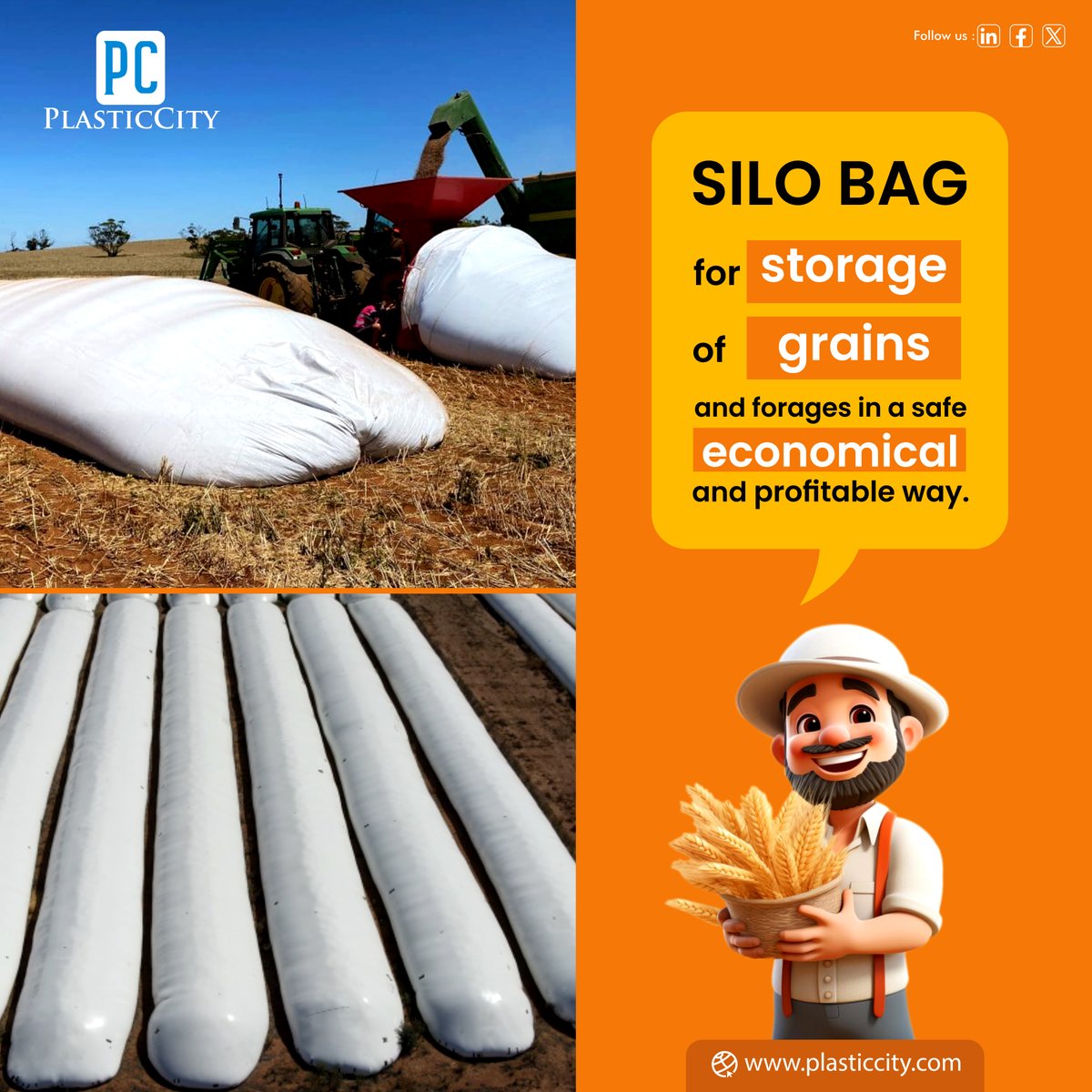 PlasticCity_Ind's tweet photo. Silo bag storage is a cost-effective way to store crops in airtight plastic bags. Perfect for grain storage. Contact plastics@plasticcity.com for various bag sizes.   #plasticcity #foodbusiness #foodgrade #quality #conservation #silobags #silos #grainstorag #grainindustry #grains https://t.co/3JxSRC0SUS