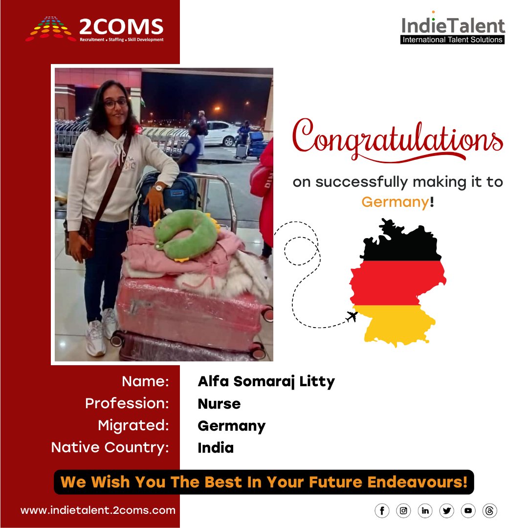 🎉 We are overjoyed to share the wonderful news that our candidate, Alfa Somaraj Litty, has soared to new heights by successfully making it to Germany🇩🇪 as a Nurse. ✨ Interested? ✨ Click the link for more details and to Apply - zrec.in/krzZ4?source=C… #career #germany