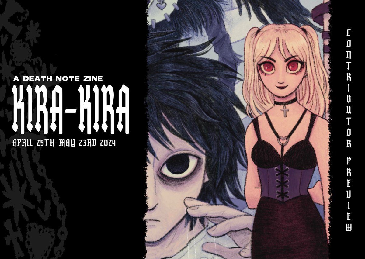 catpotion's tweet photo. I have an illustration and a comic featured in the upcoming Kira-Kira Death Note zine by @querermezines !!! sooo excited, pre orders open April 25 🤩 https://t.co/WKYwn6LQU4