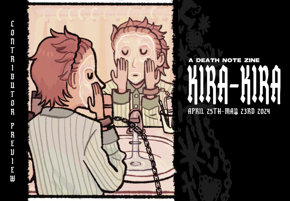 I have an illustration and a comic featured in the upcoming Kira-Kira Death Note zine by <a href="/querermezines/">quererme zines (@ no home zine item production!)</a> !!! sooo excited, pre orders open April 25 🤩