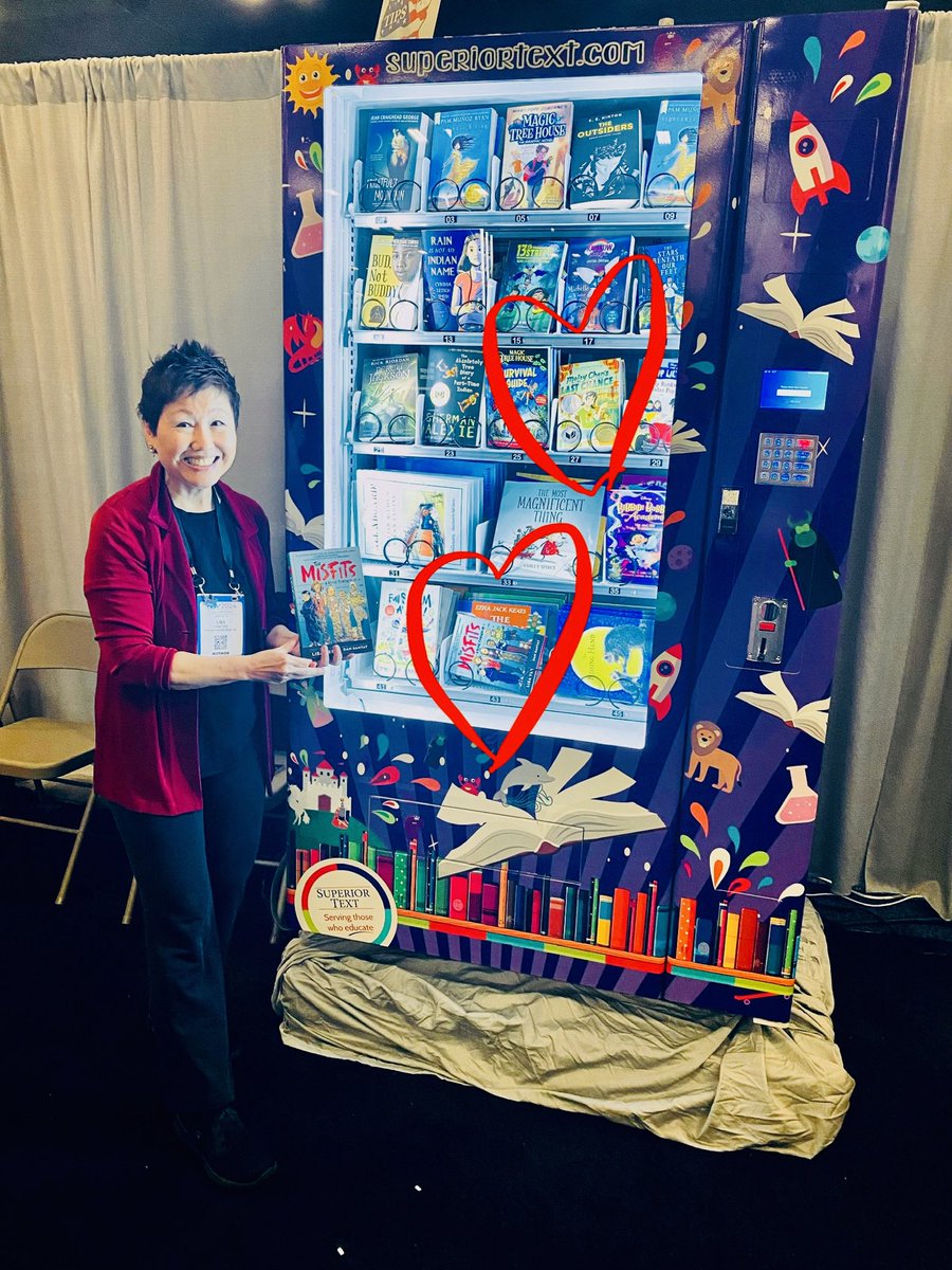 Maizy and The Misfits in a book vending machine! #TXLA24 @randomhousekids #books #kidlit #vendingmachine ⁦@TXLA⁩