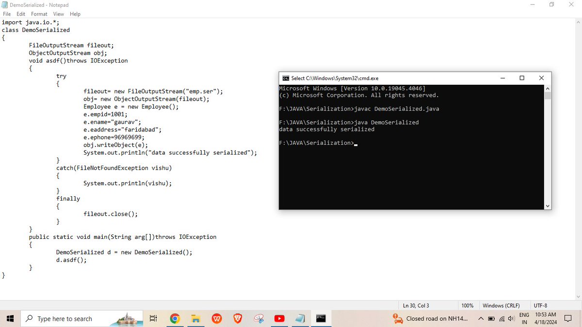 2032_ajay's tweet image. Day 56 of #100daysofcode
Practice some File Handling & Serialization Program using Java
#java #javabackend #Serialization