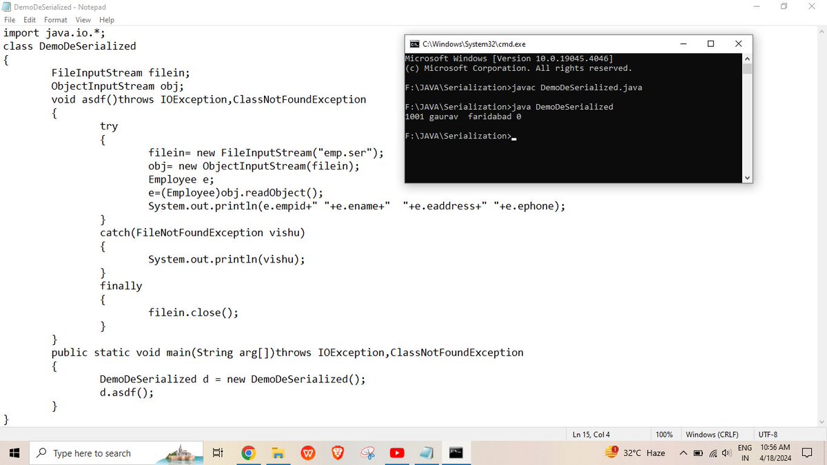 2032_ajay's tweet image. Day 56 of #100daysofcode
Practice some File Handling & Serialization Program using Java
#java #javabackend #Serialization
