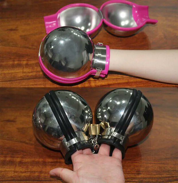 Once inside our stainless steel ball mitts your hands will be totally useless. these are great items that’s really lock down your hands. they lock on with a rubber lining around the wrist. The maximal inside diameter is 7.0 cm. Ball diameter is 12.0 cm. Shipping quickly…