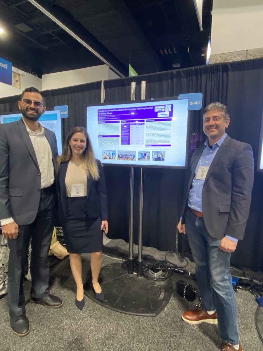 Outstanding work in global neurology and education in Ghana, presented by ⁦our amazing residents⁩ Raissa Aoun and Nadir Bilici and our relentless Dr. Jay Bhatt⁩. #AANAM ⁦@NYUneurologyres⁩ ⁦@nyugrossman⁩