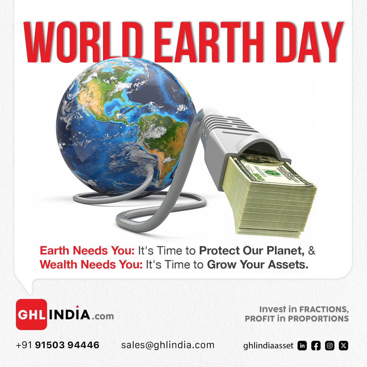 🚀 It's time for action! - World Earth Day 🌍

#EarthNeedsYou #GrowYourAssets #investment #InvestSmart  #investor #Invest #IncomeOpportunity #incomestreams #passiveincomeonline #PassiveIncomeJourney #wealthbuilding #wealthcreation #wealthmanagement #wealth #ReturnOnInvestment