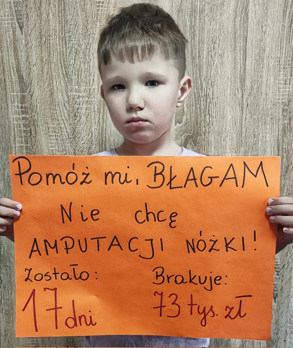 ❗️POMÓŻ MI BŁAGAM🙏Nie chcę AMPUTACJ NÓŻKI💔Muszę do 5 maja zapłacić za operację aby mogła odbyć się 8 maja. Brakuje mi 73 tys. zł. Uzbieranie w tym czasie tak dużej kwoty graniczy z cudem. Jeśli nie zdążę uzbierać pieniążków termin operacji przepadnie a mnie czeka protezowanie