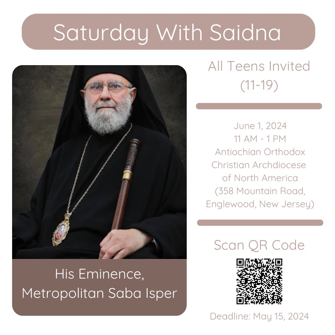 The Teen Soyo have received an extended invitation from Metropolitan Saba Esper to visit him at the Antiochian Orthodox Christian Archdiocese of North America.

Registration: docs.google.com/forms/d/e/1FAI…

#SaintPaulEmmaus #TeenSoyo