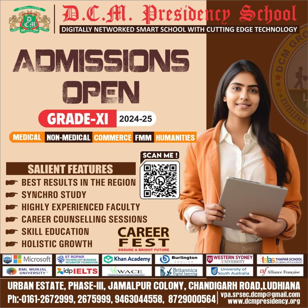 Admissions Open !!
Class XI
Join the best school in in town .
#BestSchoolInLudhiana #DCMP #admissionopen2024_2025