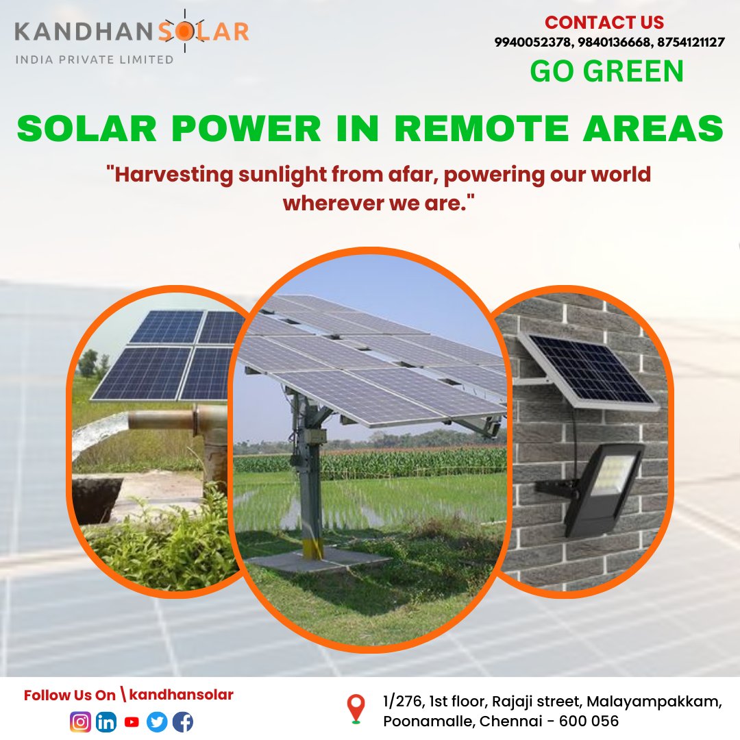 Shine a light on remote areas with solar power! ☀️🏞️
.
.
Follow us for more updates
@kandhansolar
.
.
#kandhansolar #SolarPower #RemoteAreas #RenewableEnergy #OffGrid #CleanEnergy #SustainableLiving #BrighterFuture #SolarEnergy #EcoFriendly #CommunityDevelopment