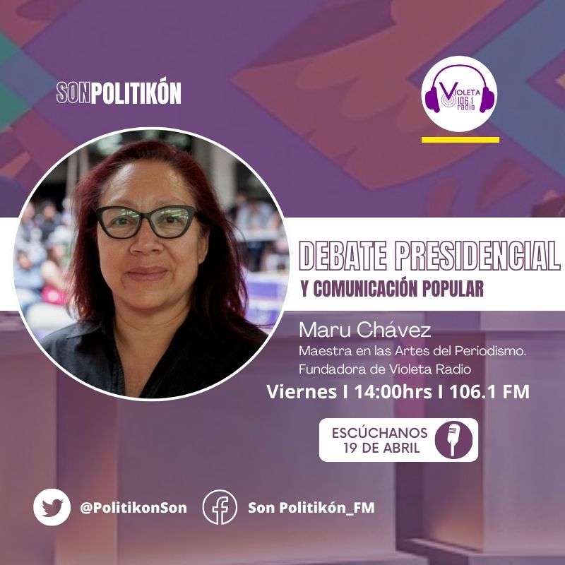 PolitikonSon's tweet photo. Viernes 2PM. Hablamos del #DebatePresidencial y la comunicación popular. Acompaña a @MaruKabila y @jgnaredo a discutir sobre el tema, a través de @VioletaRadio_FM https://t.co/2UOUsZNBYi