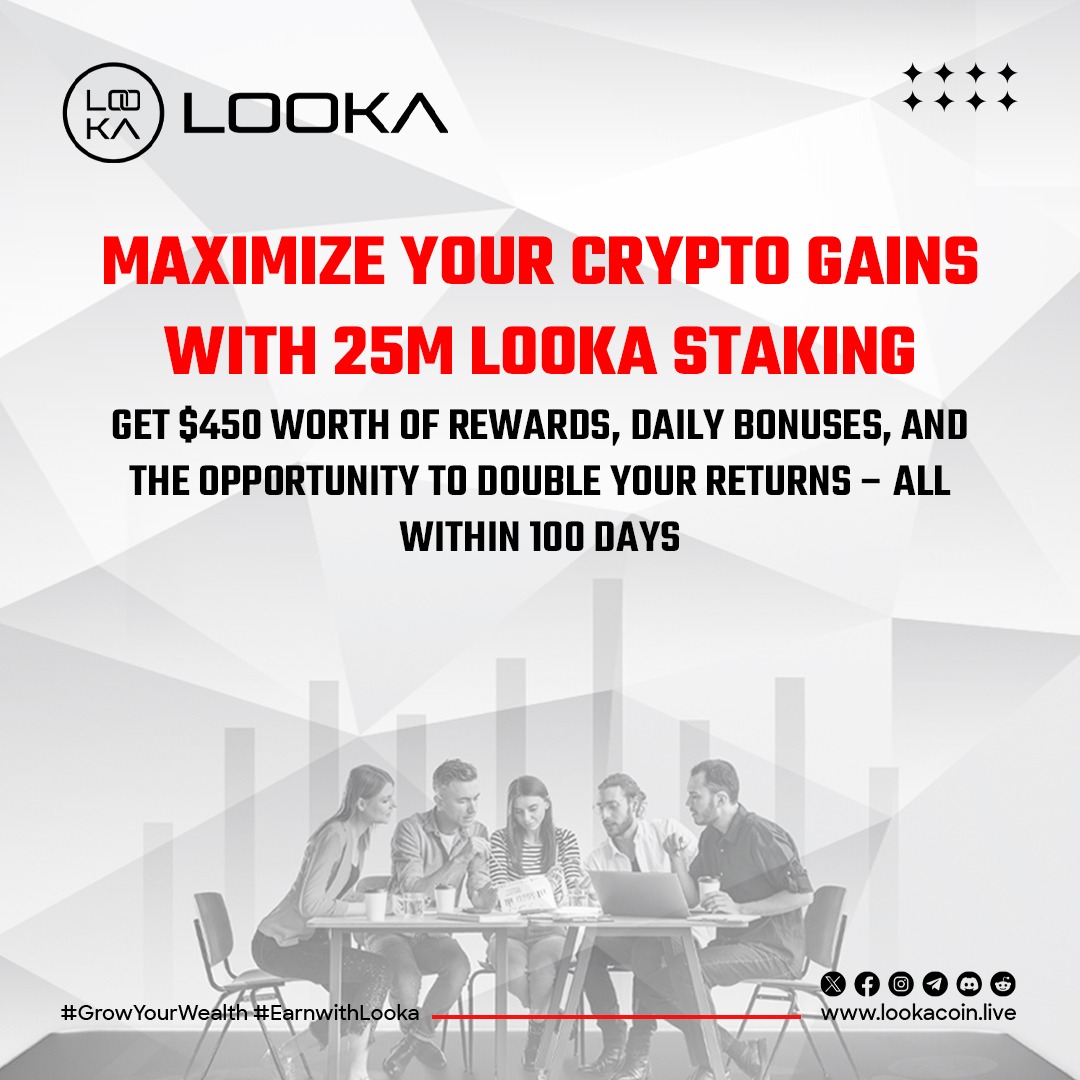 looka_live's tweet photo. Unlock the power of smart investing with Looka—where every stake counts. Elevate your portfolio with $450 in rewards and the chance to double up in just 100 days. Join the financial vanguard with Looka staking.
#CryptoRevolution #Lookacoin #SmartStakes https://t.co/LzK7HxtXCF