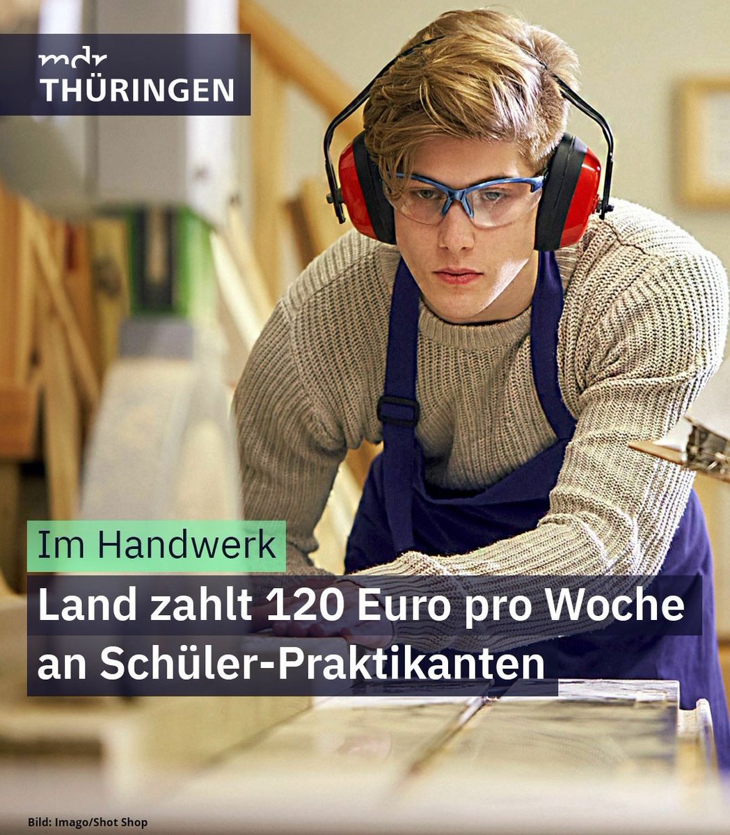 Um Interesse für eine Ausbildung im Handwerk zu fördern, zahlt der Freistaat #Thüringen Schüler:innen, die ein Praktikum in einem Handwerksbetrieb machen jetzt 120,00€ pro Woche als Taschengeld. Richtig gute Sache 🛠️