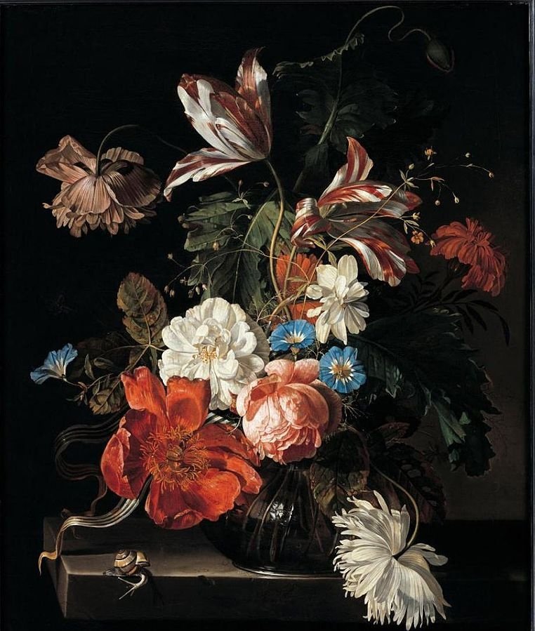 Willem Grasdorp (1678-1723) - Dutch artist.
 Still Life of Flowers in a Glass Vase, between 1700 and 1723.  Canvas, oil.  62.5 x 52 cm.

#artist #painting #the18thcenturyart #art #ArtliveAndBeauty #paintingoftheday