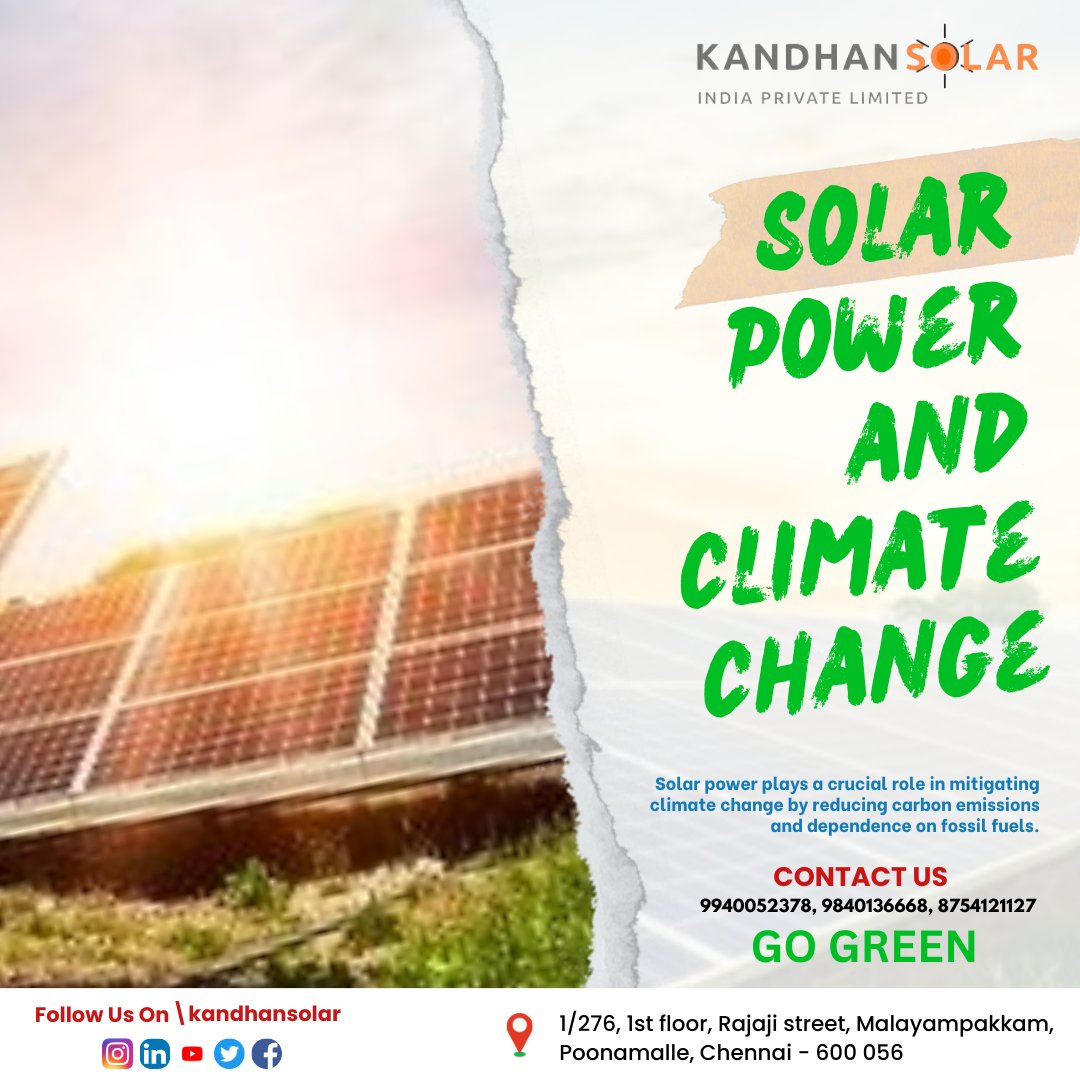 Combat climate change with solar power! ☀️🌍
.
.
Follow us for more updates
@kandhansolar
.
.
#kandhansolar #SolarPower #ClimateChange #RenewableEnergy #CleanEnergy #Sustainability #GreenTech #GlobalWarming #EcoFriendly #ProtectOurPlanet #BrighterFuture