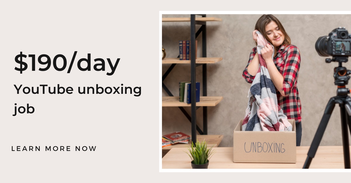 Earn $190/Day with Our YouTube Unboxing Job! 
Apply Now: shafiq580.com/smj/ 

#YouTubeJob #Unboxing #SideHustle #WorkFromHome #EarnMoneyOnline #OnlineJob #YouTubeCareer #JobOffer #IncomeOpportunity #MakeMoneyOnline #YouTubeUnboxing #DigitalNomad #FreelanceWork