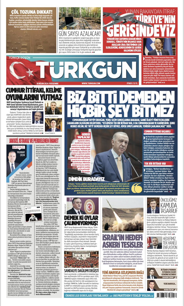Gazetemizin 18 Nisan 2024 Perşembe baskısını inceleyebilirsiniz... #Türkgün #turkgungazetesi