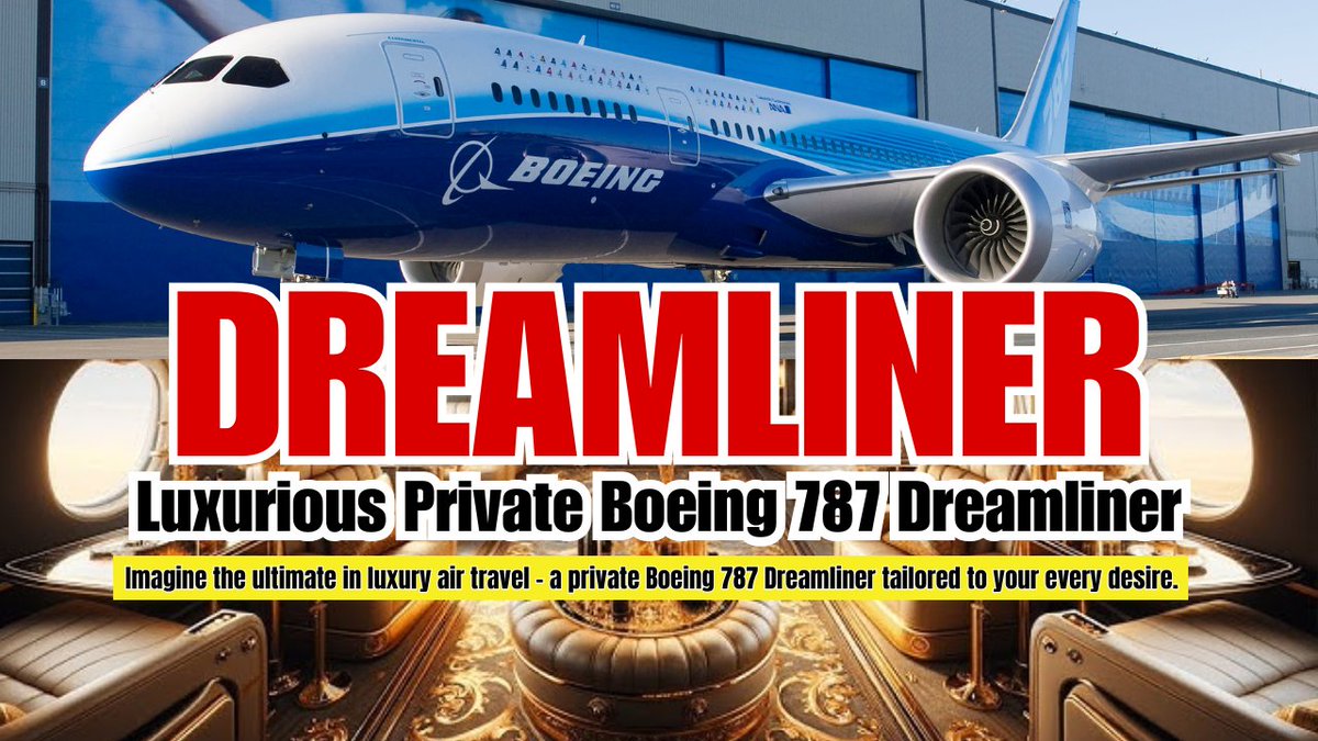Luxurious Private Boeing 787 Dreamliner | The Boeing Business Jet
Watch now- youtube.com/watch?v=zd0_3L…

#PrivateJet #LuxuryTravel #DreamLiner #Boeing787 #FirstClass #UltraLuxury #PrivateAviation #AirborneIndulgence #ExclusiveTravel #SkySuite