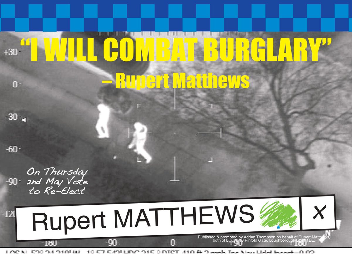 To cut BURGLARY vote for Rupert Matthews on Thursday 2nd May. Burglary is down by 6.8% from January 2023. Now lets do more! Targetted patrolling Intelligence led investeigations Hot Spot Policing Every victim visited All lines of inquiry followed rupertmatthews.org.uk/campaigns/leic…