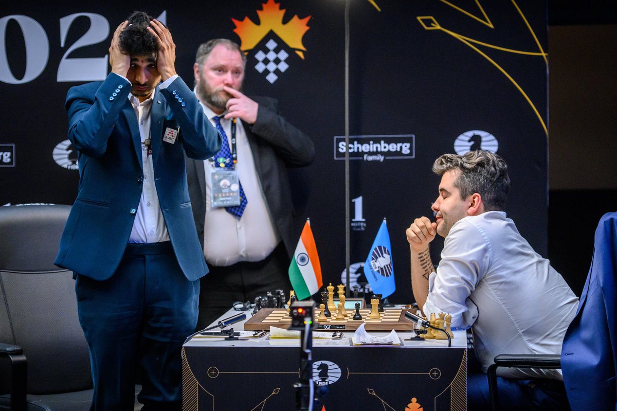 This photograph by Michał Walusza, taken in the eleventh round of the FIDE Candidates, is like a great Renaissance painting. Even the arbiter's reaction is perfect. Ian Nepomniachtchi leads by half a point with three rounds to go. candidates2024.fide.com