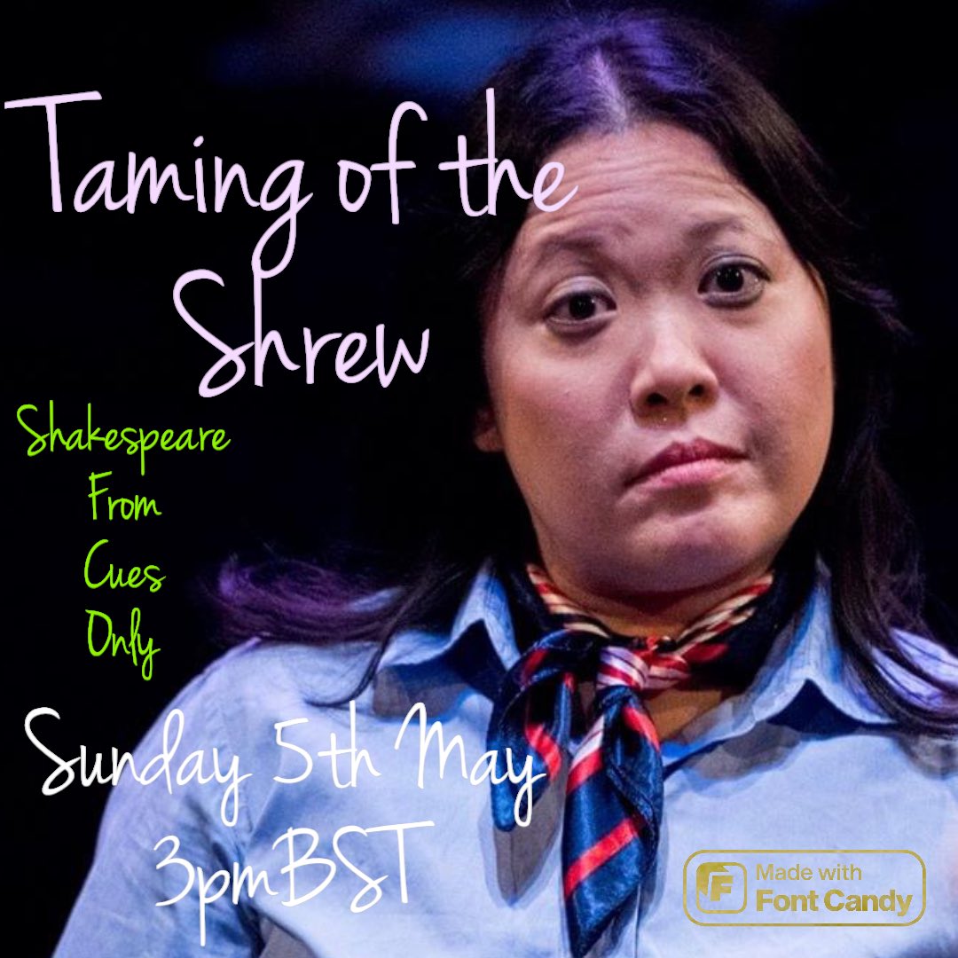 #TheatreThursday #TheaterThursday
Next liveonlone #Shakespeare from #cuesonly is:

TAMING OF THE SHREW
Sunday 5th May 2024

3pmBST
eventbrite.co.uk/e/shakespeare-…