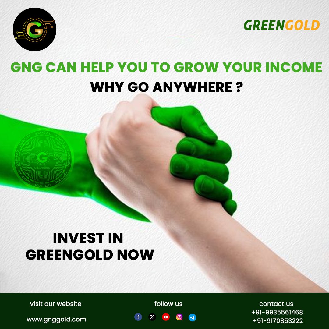 GngGold Can Help you to Grow your Income Why Go Anywhere💯✨📈
.
#gnggold #investingreengold #greeninvestment #greenfuture #secureyourfuture #futureinvestment #bestcryptocoin  
.
Disclaimer: Nothing on this page is financial advice, please do your own research! Before investing.