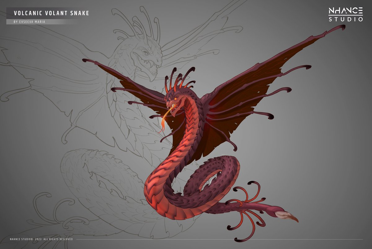 Volcanic volant snake concept 

#conceptart #art #DigitalArtist #digitalart #creaturedesign #creature