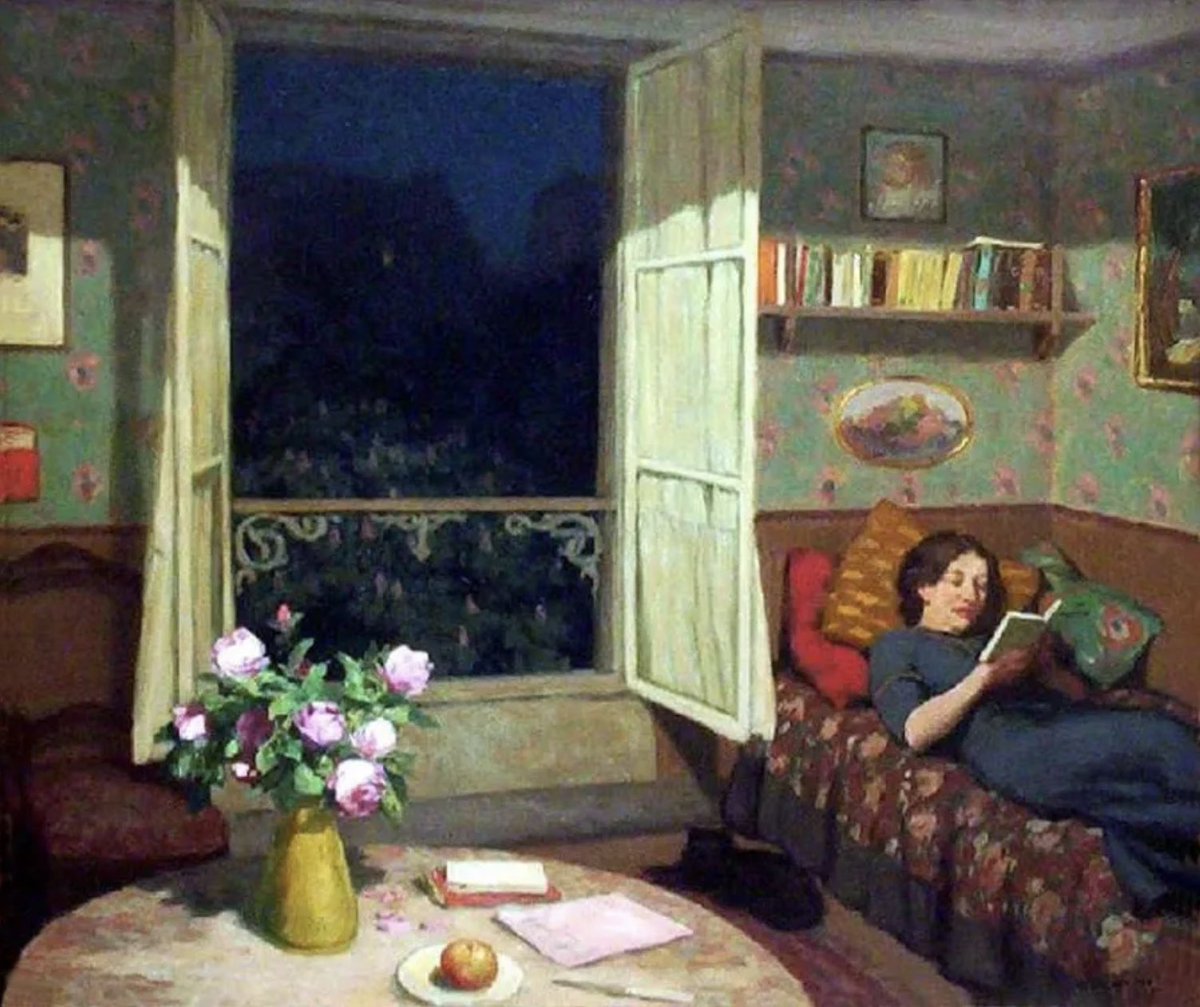 🖼️ Vilma Reading on a Sofa, c. 1912. 
🎨 Tavík František Šimon
#BooksInPaintings #BookAesthetic #Bookish