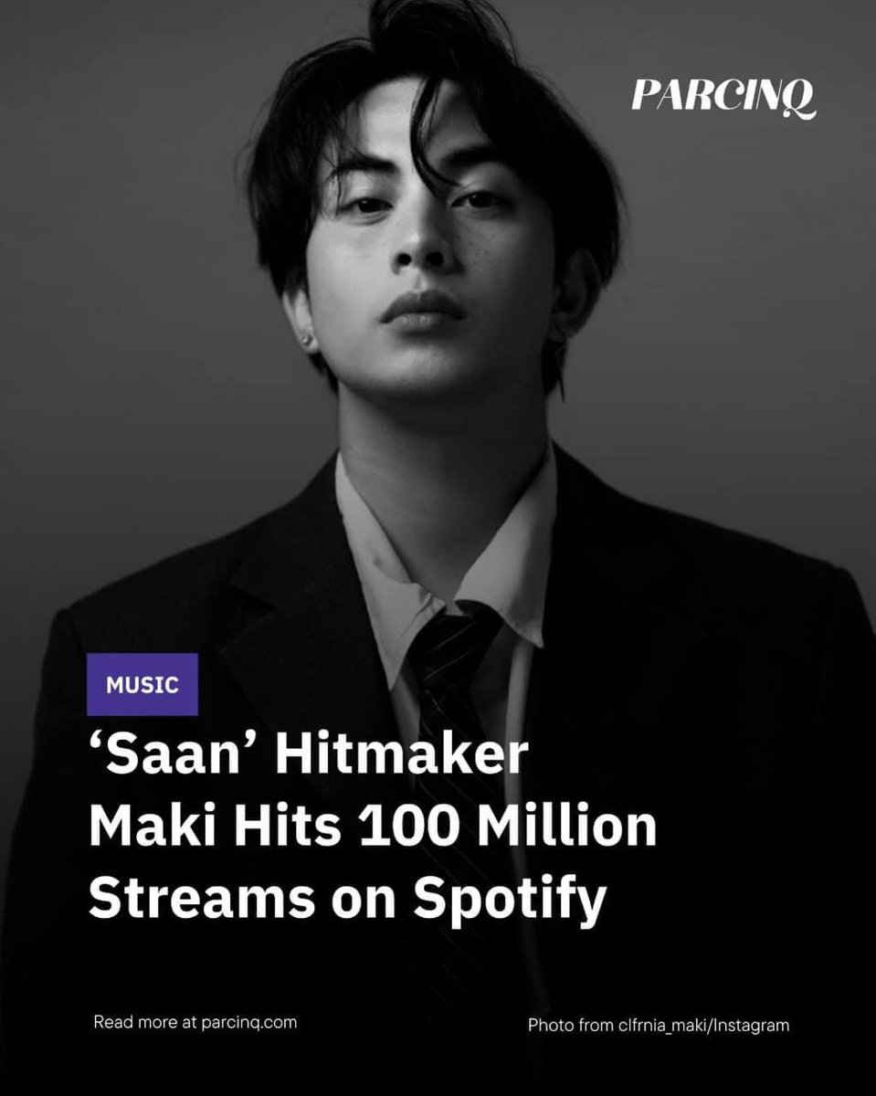 Yeyy! 100 MILLION streams on Spotify for Maki シ! Congratulations @clfrnia_maki ! 👏🏻👏🏻👏🏻 Stream his music here - open.spotify.com/artist/6AvnL2g… released under #TarsierRecords, a label of #ABSCBNmusic. ———————————- Read more at parcinq.com