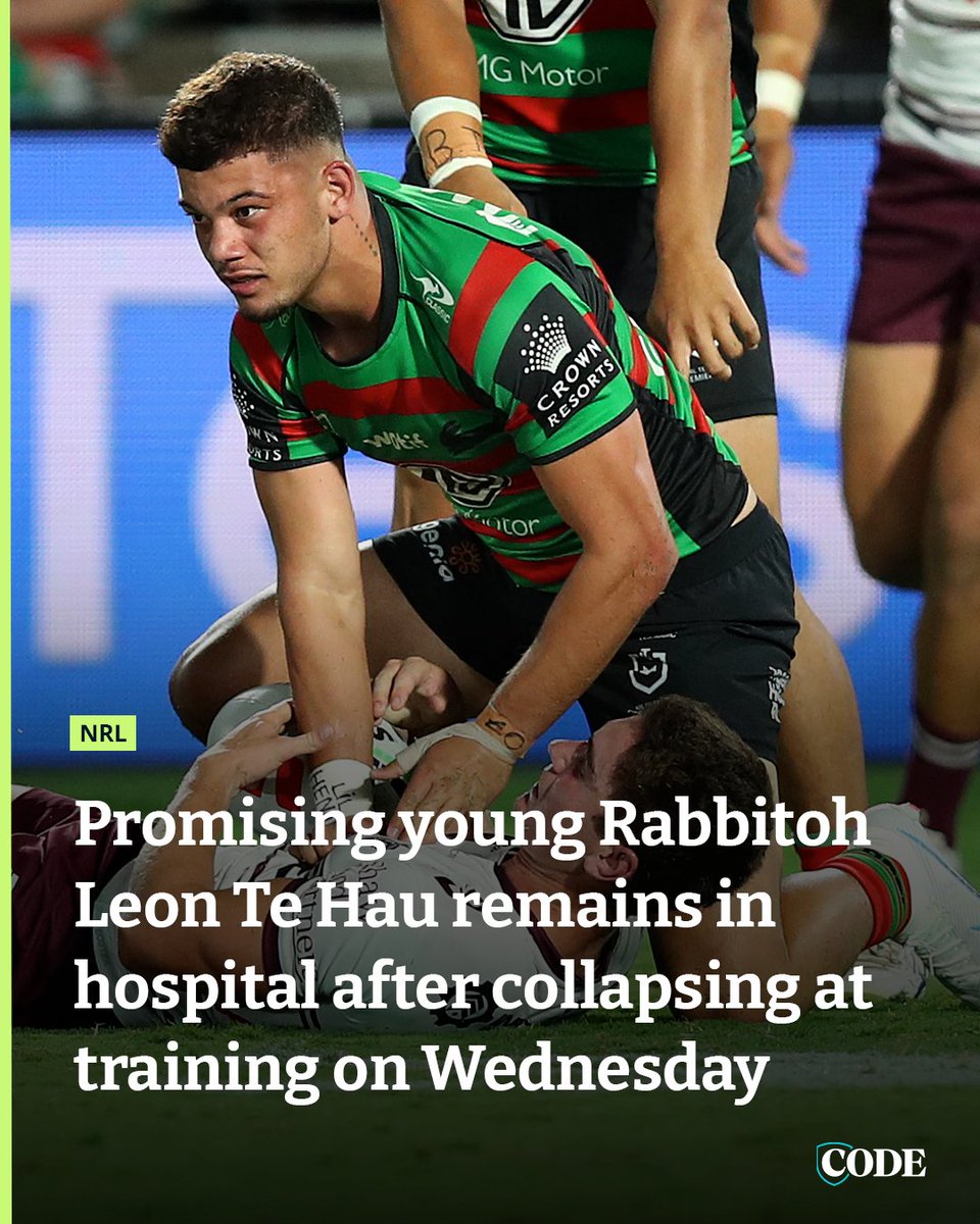 One of South Sydney’s most promising young players has thrown a scare through the Rabbitohs camp after he collapsed at training and was rushed to hospital. DETAILS ▶️ bit.ly/3Q3HZRl