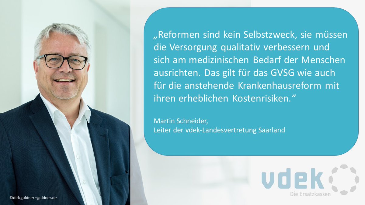 Die #Krankenhausreform 🏥darf nicht auf dem Rücken der #Versicherten ausgetragen werden. Vielmehr muss die Qualität der Versorgung im Mittelpunkt stehen & Reformen die medizinische Versorgung verbessern! @vdek_Presse ➡️vdek.com/LVen/SAA/Press…